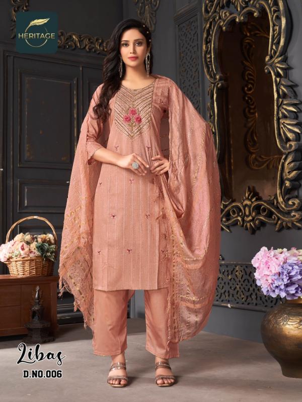 Heritage Libas Chanderi silk Designer Exclusive Readymade Suit